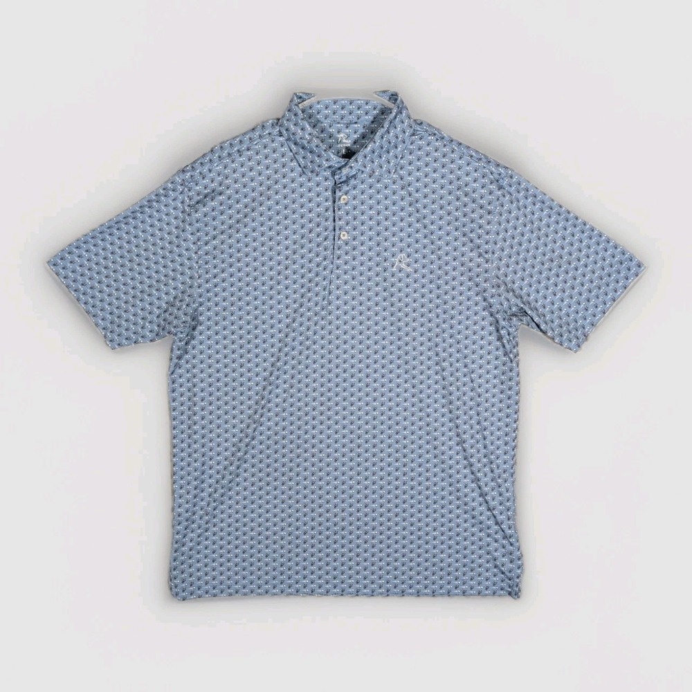 Rhoback Polo Shirt Men's Large Bees AOP Golf Performance Stretch Preppy EUC